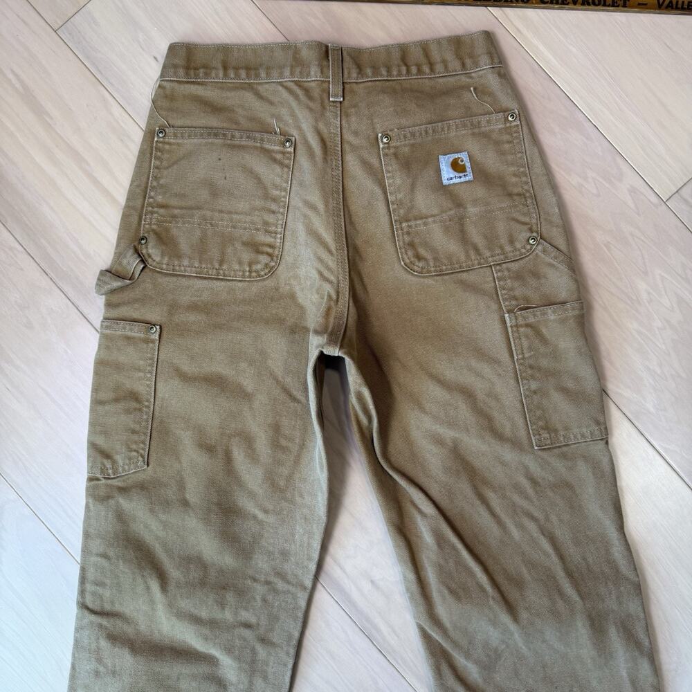 Vintage Carhartt Double Knee Pants 28 Khaki Canvas Heavy Workwear Carpenter - Picture 9 of 11